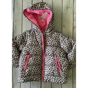 CARTERS Girls Coat Jacket Sz 4 Cheetah Animal Print Fleece Pink NWT